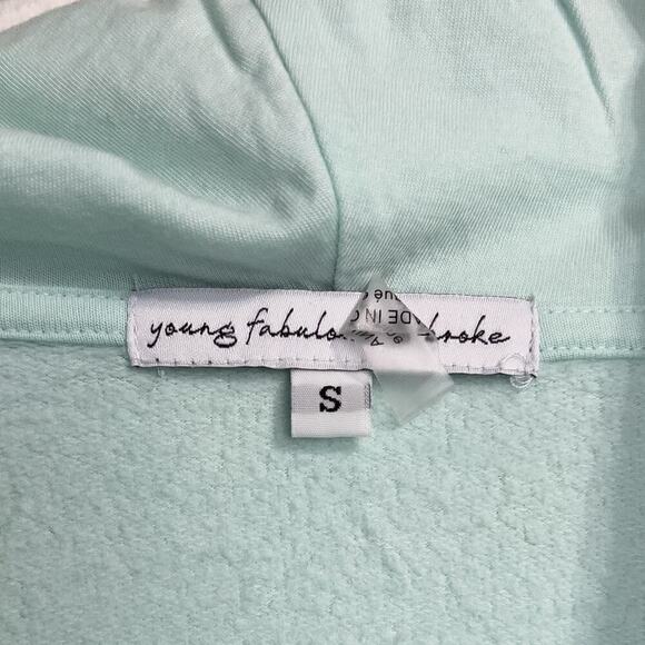 Young Broke Fabulous Sweatshirt Small Pullover Cowl Dip Dye Green Hood Dolman - Picture 3 of 8